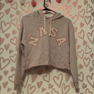 NASA Pink Cropped Hoodie